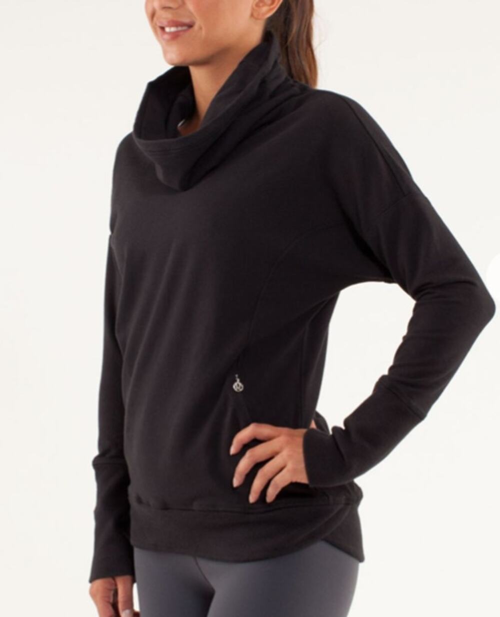 Lululemon Run Rest Day Pullover Wide Collar Stretch French Terry Black Size 8